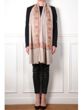 ASHLEY GOUD, met de hand geborduurde 100% cashmere pashmina sjaal