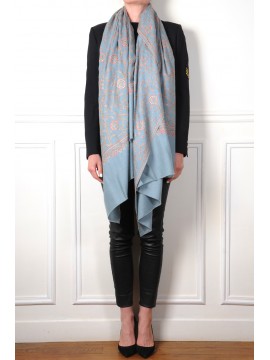 ASHLEY GOUD, met de hand geborduurde 100% cashmere pashmina sjaal