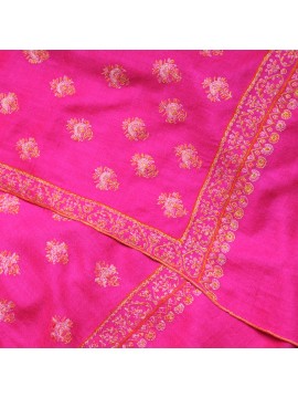 SARI PINK, hand-embroidered 100% cashmere pashmina shawl