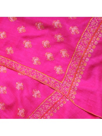 SARI ROSE, châle véritable pashmina 100% cachemire brodé main