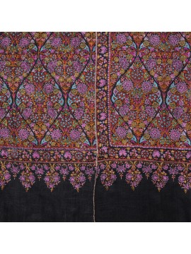 JAMA BLACK, hand-embroidered 100% cashmere pashmina shawl