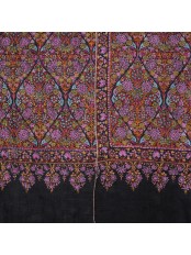 JAMA SCHWARZ, echter Pashmina-Schal aus 100% Kaschmir, handbestickt