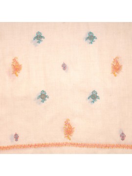 MEG CREAMY, hand-embroidered 100% cashmere pashmina shawl