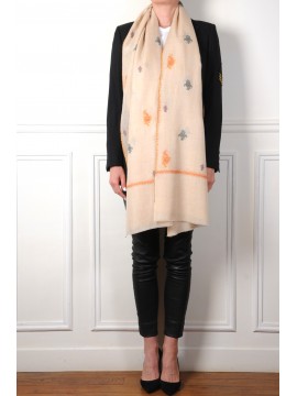 ASHLEY GOUD, met de hand geborduurde 100% cashmere pashmina sjaal