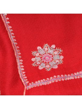 MEG RED, hand-embroidered 100% cashmere pashmina shawl
