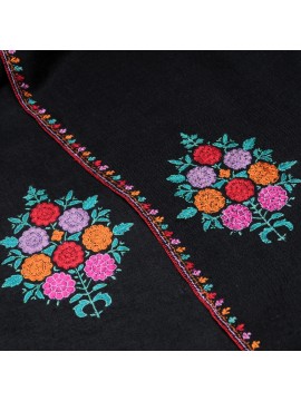 BOHEME BLACK, hand-embroidered 100% cashmere pashmina shawl