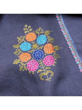 ASHA NOIR, hand-embroidered 100% cashmere pashmina stole