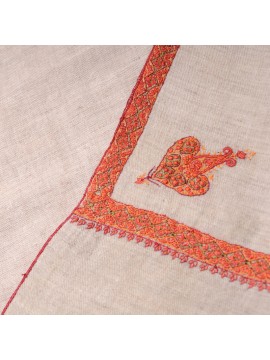 ASHLEY LIGHT BEIGE, genuine hand-embroidered 100% cashmere pashmina shawl