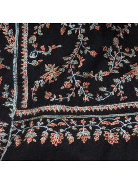 ANA BLACK, hand-embroidered 100% cashmere pashmina shawl