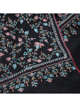 IDA BLACK, hand-embroidered 100% cashmere pashmina shawl