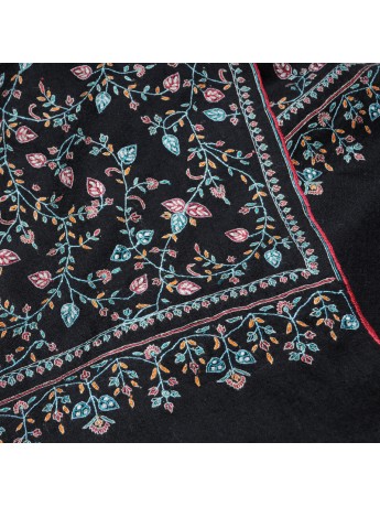 IDA BLACK, hand-embroidered 100% cashmere pashmina shawl