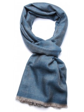 SACHA BLEU, étole véritable Pashmina 100% cachemire réversible