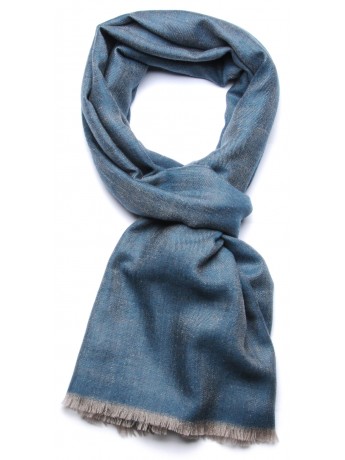 SACHA BLEU, étole véritable Pashmina 100% cachemire réversible