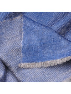 Genuine pashmina 100% cashmere reversible denim blue / natural beige