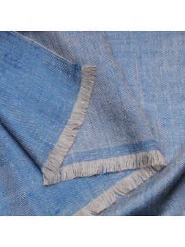 SWAN BLUE, Handwoven cashmere pashmina Shawl reversible