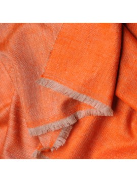 SWAN ORANGE, Handwoven cashmere pashmina Shawl reversible