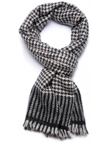 KORZOK HOUNDSTOOTH, thick 100% hand-spun cashmere Pashmina scarf