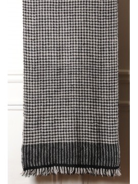 KORZOK PIED-DE-POULE, spessa sciarpa Pashmina in 100% cashmere filato a mano