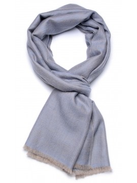 SACHA GRIS BLEU, étole véritable Pashmina 100% cachemire réversible