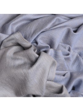 SACHA GRIS BLEU, étole véritable Pashmina 100% cachemire réversible