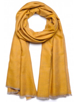 SWAN GIALLO, Scialle vera pashmina 100% Cashmere reversibile