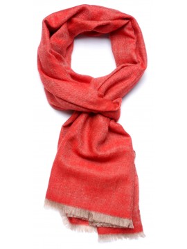 SACHA RED, Handwoven cashmere pashmina Stole REVERSIBLE