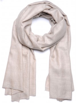 Echte pashmina lichtbeige natuurlijk sjaal - 100% handgeweven cashmere