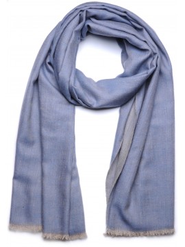 SWAN GRAUBLAU, Schal echter reversible pashmina 100% handgewebter Kaschmir