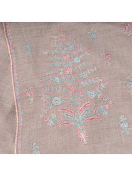 ASTER BEIGE, hand-embroidered 100% cashmere pashmina stole