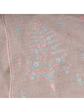 ROSA BEIGE, hand-embroidered 100% cashmere pashmina stole