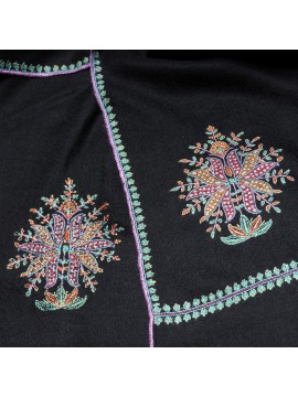 BETTY SCHWARZ, echter Pashmina-Schal aus 100% Kaschmir, handbestickt