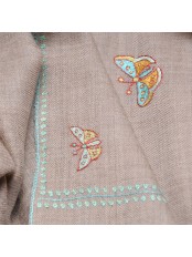FARFALLA BEIGE, echte handbestickte Pashmina-Stola 100% Kaschmir