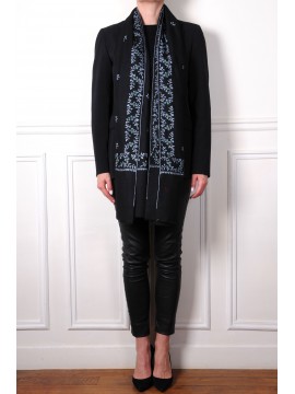 SARA NERO, stola vera Pashmina 100% cashmere ricamata a mano
