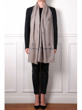 ALIA NERO, stola vera Pashmina 100% cashmere ricamata a mano