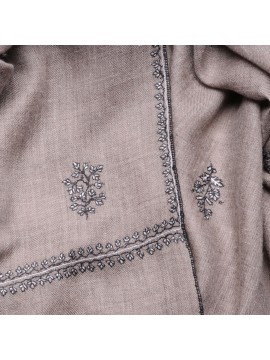ALIA NERO, stola vera Pashmina 100% cashmere ricamata a mano