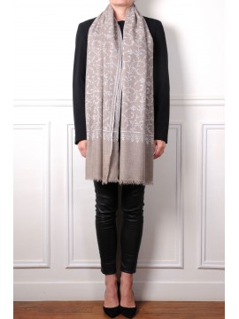 BIANCA BEIGE, real pashmina 100% cashmere with handmade embroideries