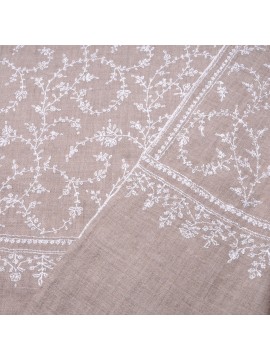 BIANCA BEIGE, echte Pashmina stola 100% handgeborduurd cashmere
