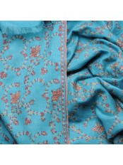 JANET AZUL, chal pashmina 100% cachemira bordado a mano