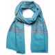 JANET BLEU, châle véritable pashmina 100% cachemire brodé main