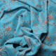 JANET BLEU, châle véritable pashmina 100% cachemire brodé main
