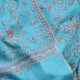 JANET BLEU, châle véritable pashmina 100% cachemire brodé main