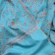 JANET BLEU, châle véritable pashmina 100% cachemire brodé main