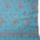 JANET BLEU, châle véritable pashmina 100% cachemire brodé main