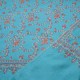 JANET BLEU, châle véritable pashmina 100% cachemire brodé main