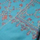 JANET BLEU, châle véritable pashmina 100% cachemire brodé main