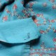 JANET BLEU, châle véritable pashmina 100% cachemire brodé main