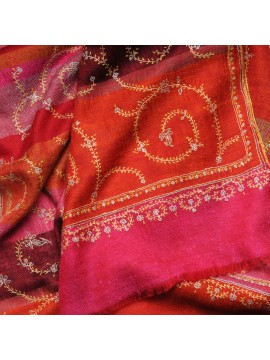 JANET ROSSO, scialle vera Pashmina 100% cashmere ricamata a mano