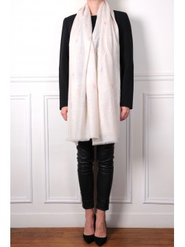 SARA AVORIO, stola vera Pashmina 100% cashmere ricamata a mano