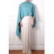 JANET BLEU, châle véritable pashmina 100% cachemire brodé main