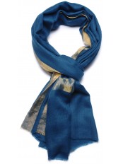 ZARI BLAU, Stola echter pashmina 100% handgewebter Kaschmir und lurex